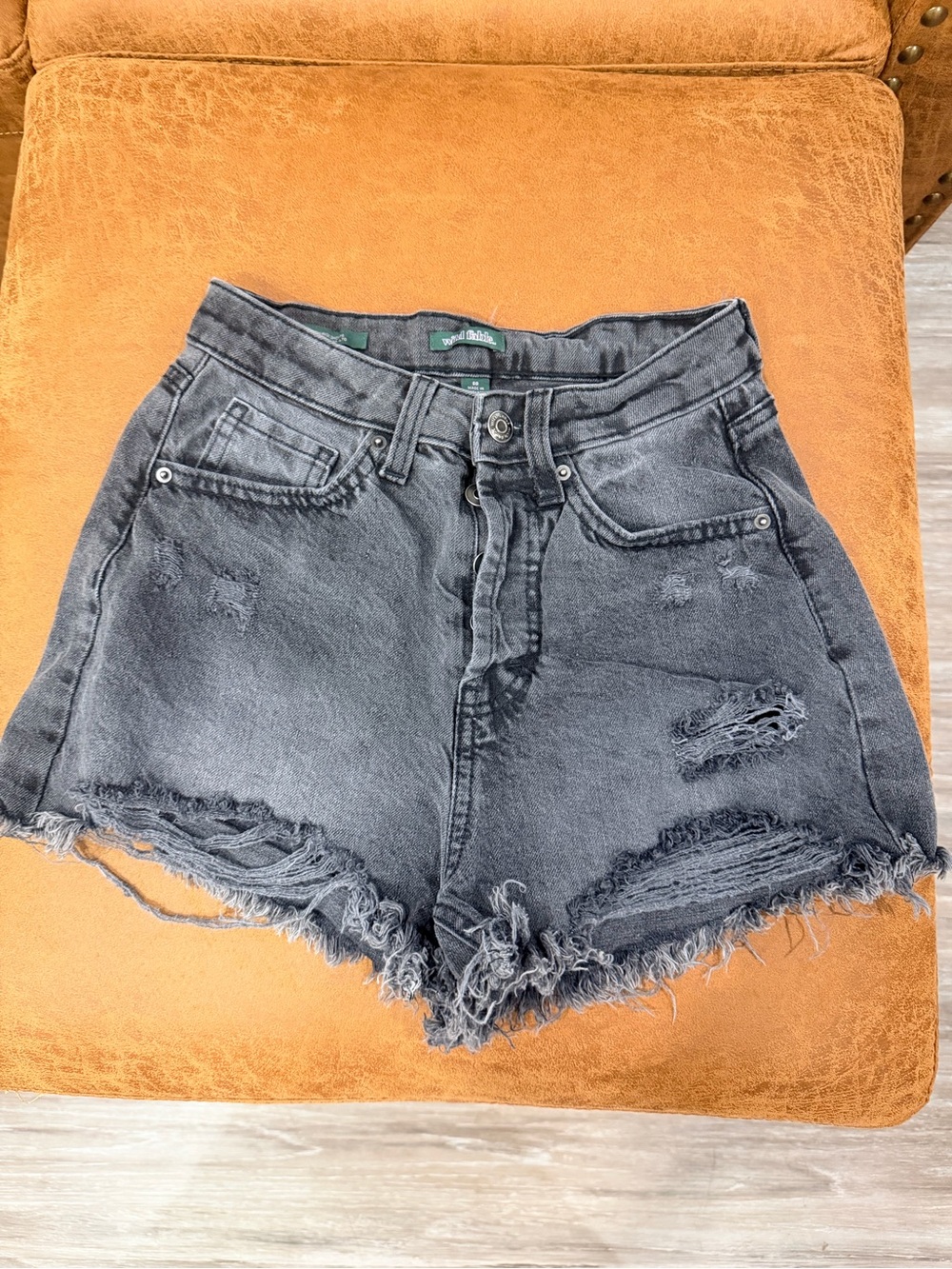 wild fable Black Distressed High-Rise Denim Shorts